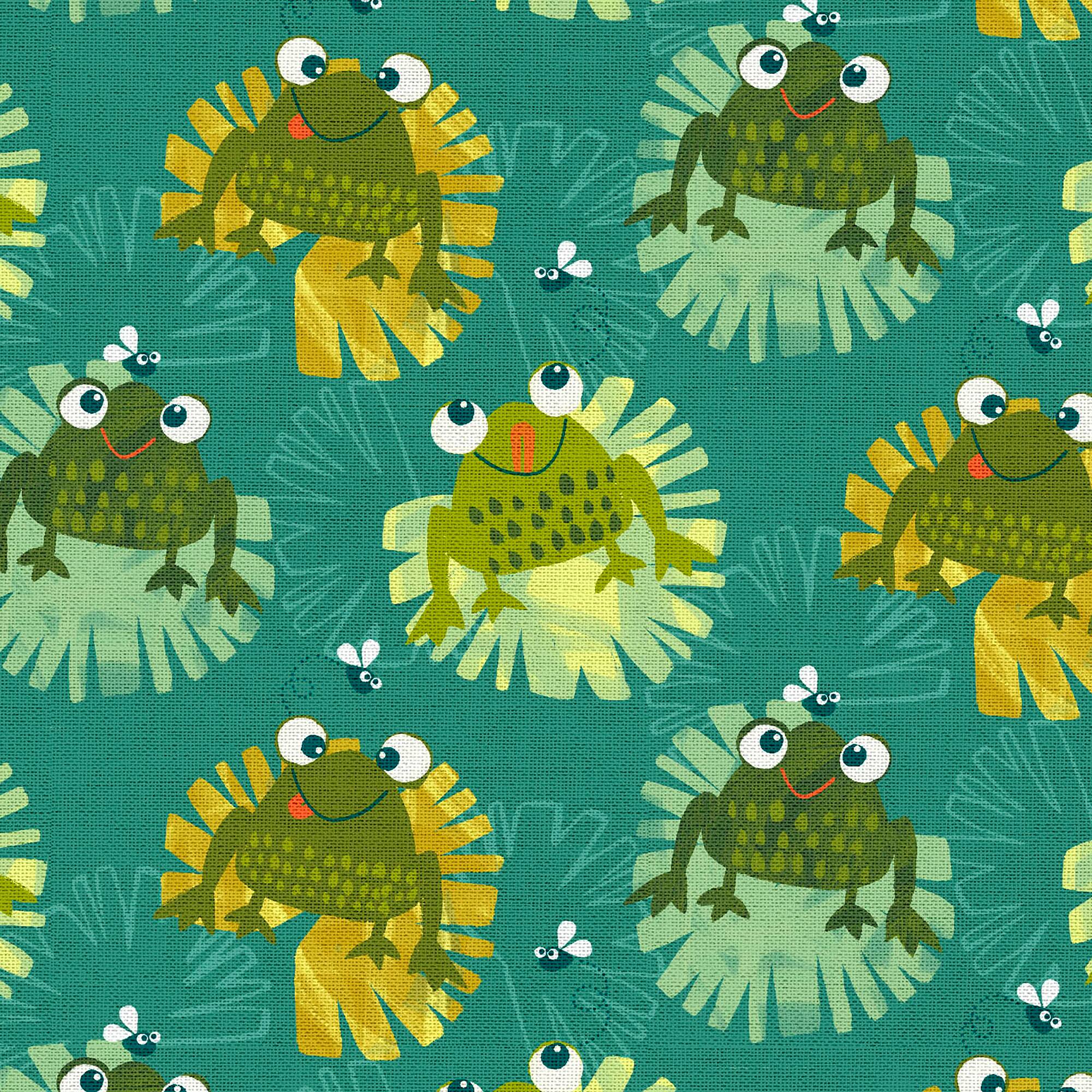 Fabric Editions Lily Pad Frogs Cotton Fabric